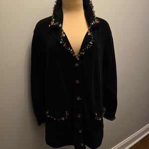 J TWO New York Chenille Beaded Cardigan